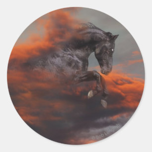 Sticker Rond Chevaux d'Imaginaire : Nuages
