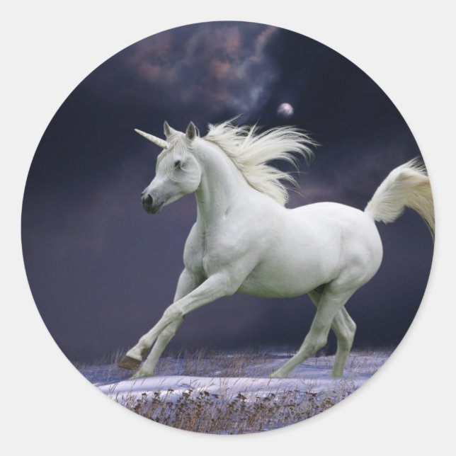 Sticker Rond Chevaux d'Imaginaire : Unicorne (Devant)
