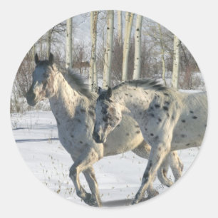 Sticker Rond Chevaux d'Imaginaire : Wonderland d'hiver