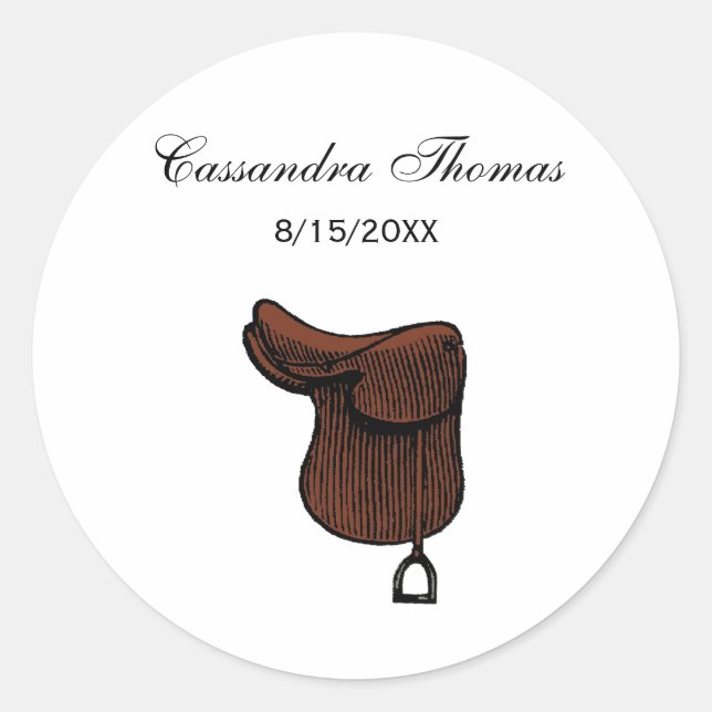 Sticker Rond Chevaux - Preppy Equestrio couleur de selle (Devant)