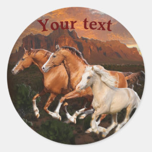 Sticker Rond Chevaux sauvages d'Arizona