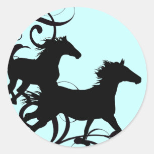 Sticker Rond Chevaux sauvages noirs