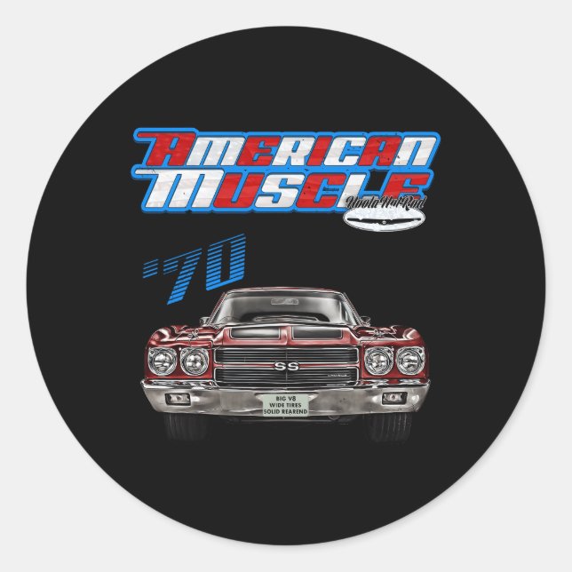 Sticker Rond Chevellemuscle Carss454Ss427Ss396Hotroddrag R 1970 (Devant)