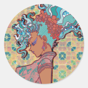 Sticker Rond Cheveux Flottants