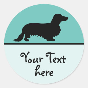 Sticker Rond Cheveux longs Dachshund - Silhouette 1