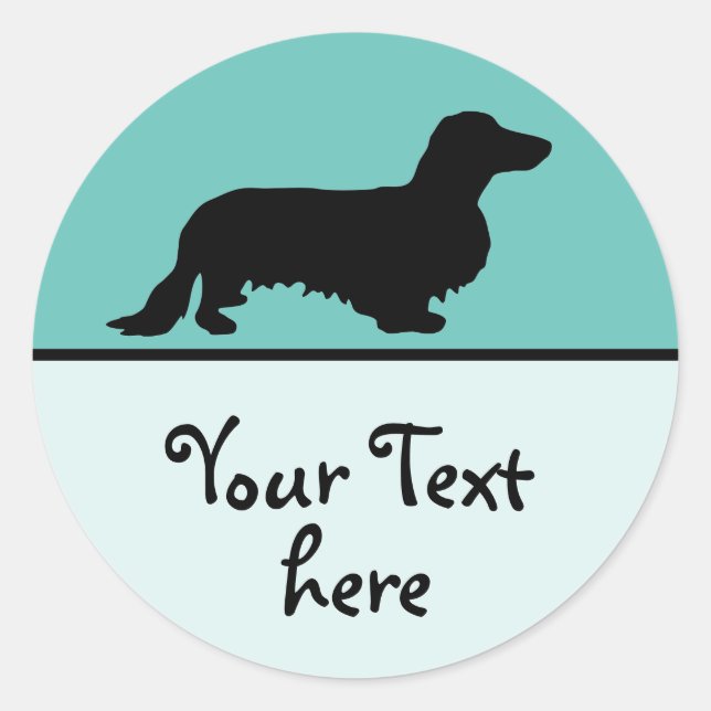 Sticker Rond Cheveux longs Dachshund - Silhouette 1 (Devant)