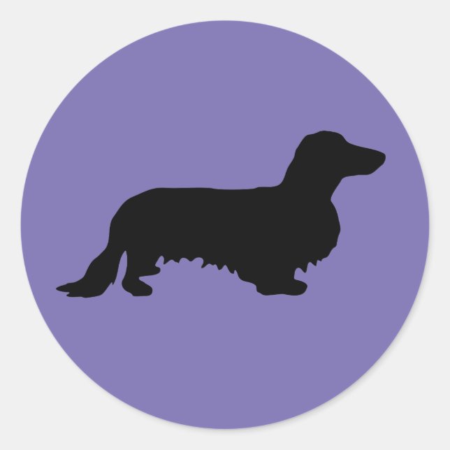 Sticker Rond Cheveux longs Dachshund - Silhouette 1 (Devant)