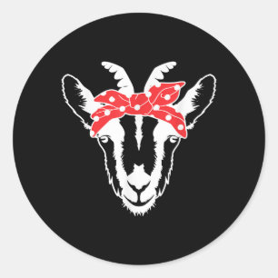 Sticker Rond Chèvre Avec Une Bandana Drôle Chèvre Lover Femmes