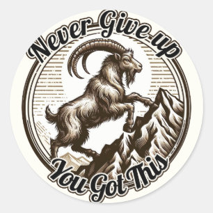 Sticker Rond Chèvre de montagne grimpante Capricorne Ne jamais