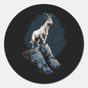 Sticker Rond Chèvre de montagne grimpeuse animal alpinisme _2
