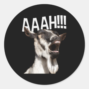 Sticker Rond Chèvre hurler Aaah Chèvre folle