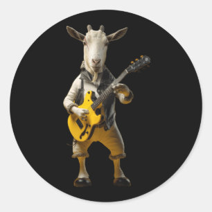 Sticker Rond Chèvre Jouer Guitare Chèvre Musicien Guitariste Ma