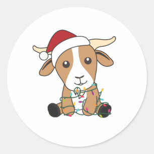 Sticker Rond Chèvre Noël Chèvres Animaux d'hiver