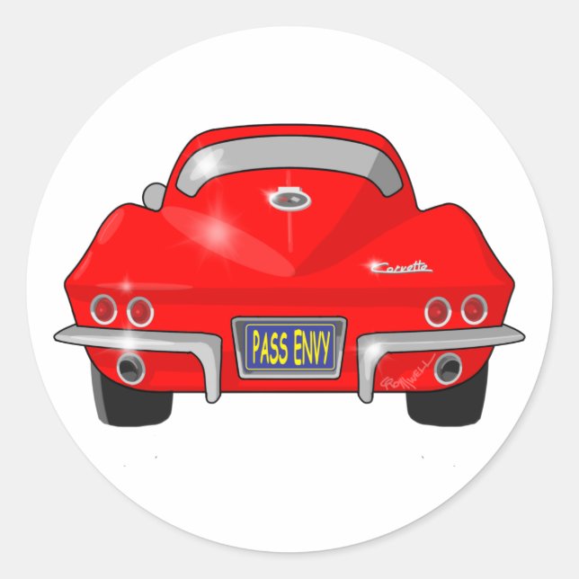 Sticker Rond Chevrolet Corvette Stingray 1964 (Devant)