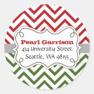 Sticker Rond Chevron Christmas Circle Adresse de retour Label