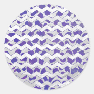 Sticker Rond Chevron Dalmatien violet et blanc