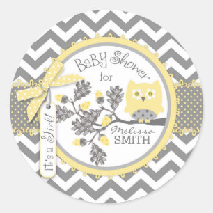 Sticker Rond Chevron jaune Baby shower d'impression