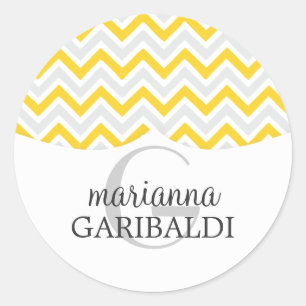 Sticker Rond Chevron Jaune et moderne Personnalisé