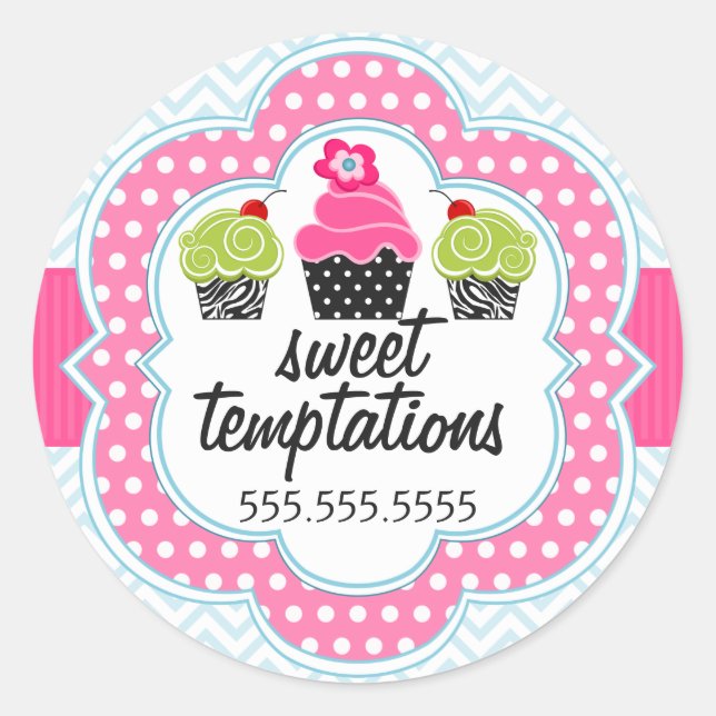 Sticker Rond Chevron Zigzag Cupcake Boulangerie Cachets (Devant)