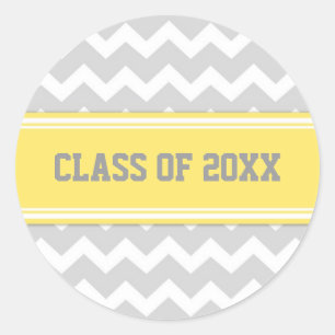 Sticker Rond Chevrons Gris Citron Graduation Année personnalisé