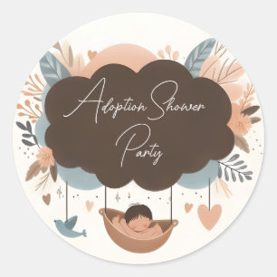 Sticker Rond Chez Enfant Vieux Fils Boho Amusants Jour d'Adopti