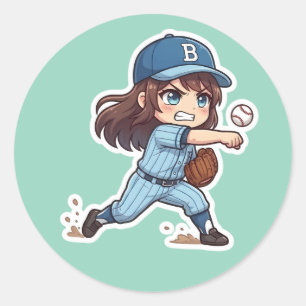 Sticker Rond Chibi Baseball Édition 2026 - Lancement du lanceur