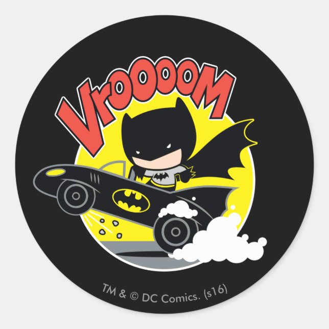 Sticker Rond Chibi Batman Dans Le Batmobile (Devant)