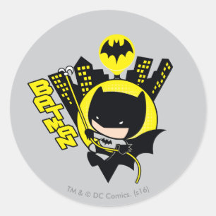 Sticker Rond Chibi Batman Évolue La Ville