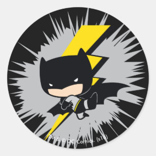 Sticker Rond Chibi Batman Lightning Kick