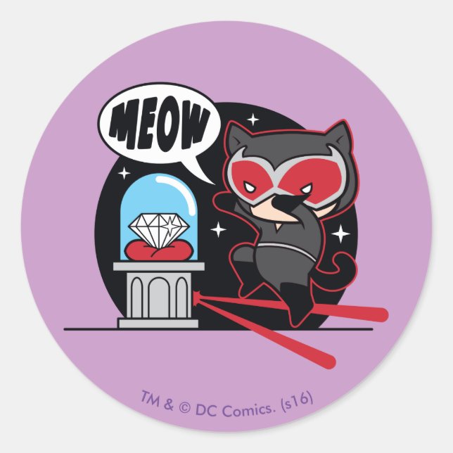Sticker Rond Chibi Catwoman à voler un diamant (Devant)