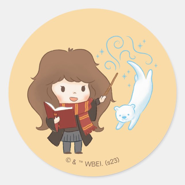Sticker Rond Chibi Hermione Granger Patronus (Devant)