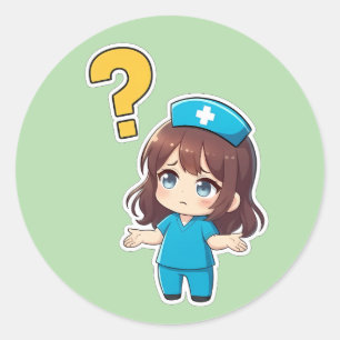 Sticker Rond Chibi Original Nurse 3.0 - Quelque chose ne va pas