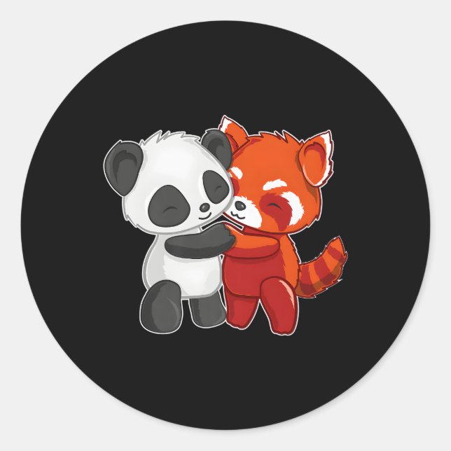 Sticker Rond Chibi Panda Ours Hugues Rouge Panda (Devant)