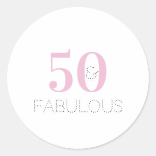 Sticker Rond Chic 50 et fabuleuse Typographie Pink Anniversaire