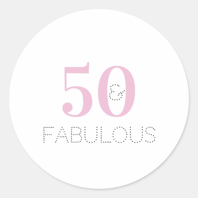 Sticker Rond Chic 50 et fabuleuse Typographie Pink Anniversaire (Devant)