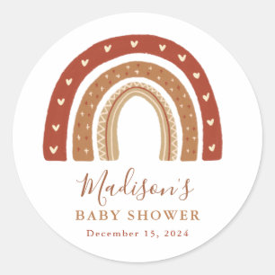 Sticker Rond Chic Baby shower Arc-en-ciel en terre cuite Boho