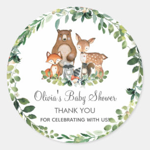 Sticker Rond Chic Baby shower de verdure bois Merci Favoriser