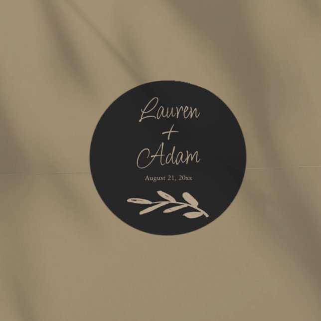 Sticker Rond Chic Black & Gold Wedding (Créateur téléchargé)