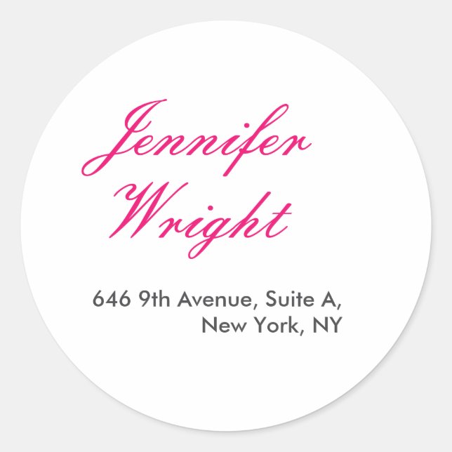 Sticker Rond Chic calligraphy minimalist custom name adress (Devant)