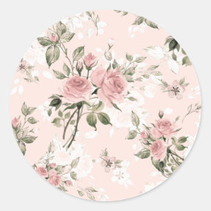 Sticker Rond Chic chic, français chic, vintage, floral, rustiqu