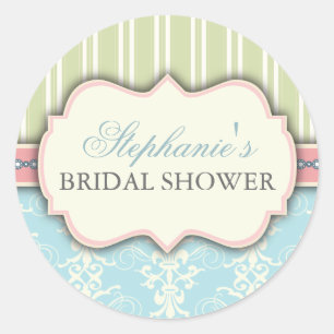 Sticker Rond Chic Damask Vintage Fête des mariées Favoriser Sti
