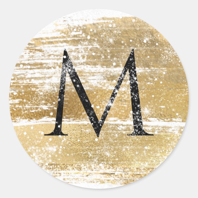 Sticker Rond Chic de Parties scintillant d'or initial de monogr (Devant)