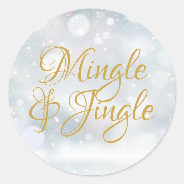 Sticker Rond Chic écriture dorée Mingle Jingle Noël Fêtes  (Devant)