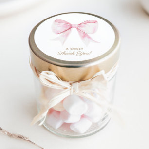Sticker Rond Chic Elegant Coquette Rose Bow Merci