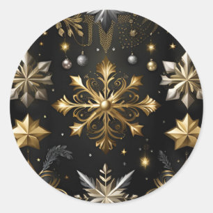 Sticker Rond Chic Flocon D'Argent Et D'Or