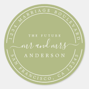 Sticker Rond Chic Futur M. Mme Adresse de Retour de Mariage Ver