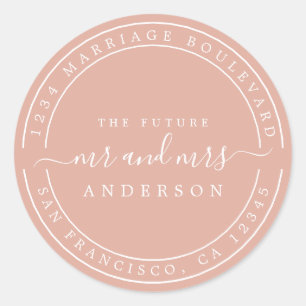 Sticker Rond Chic Future M. Mme Retour Adresse Dusty Pink