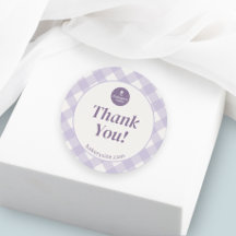 Chic Gingham Purple Bakery Logo Thank You