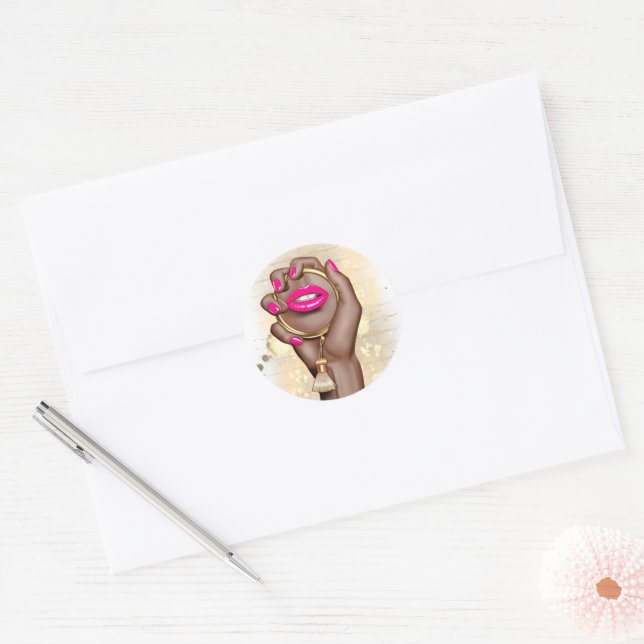 Sticker Rond Chic glam rose et or (Enveloppe)