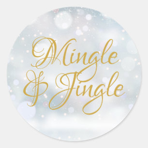 Sticker Rond Chic Gold Script Mingle Jingle Noël